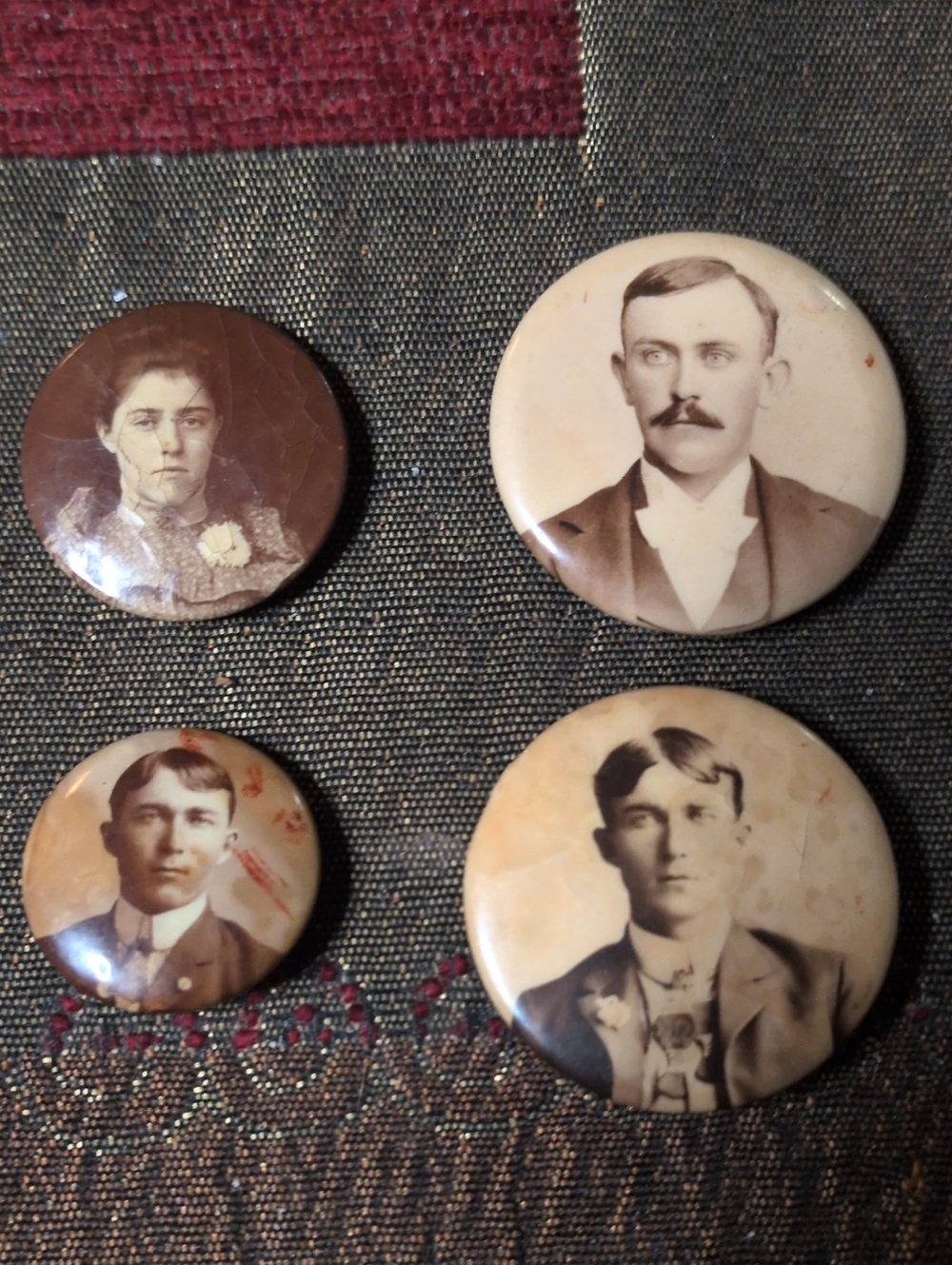 Vintage Sepia Portrait Button Art Set - Brown Tones